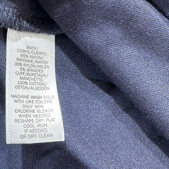 Loft Womens Top Blouse Size XS Navy Blue Flounce Sleeve READ - Picture 4 of 8